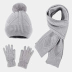 Beanies Cap Elastic Scarf and Hat Set Touch Screen Warm Cold Proof Gloves Acrylic Fibers Solid Color Pullover Cap Windproof
