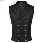Men Steampunk Renaissance Cosplay Medieval Gothic Waistcoat Vest Vintage Vicotiran Jacquard Swallow Top Noble Fiveshell Costume