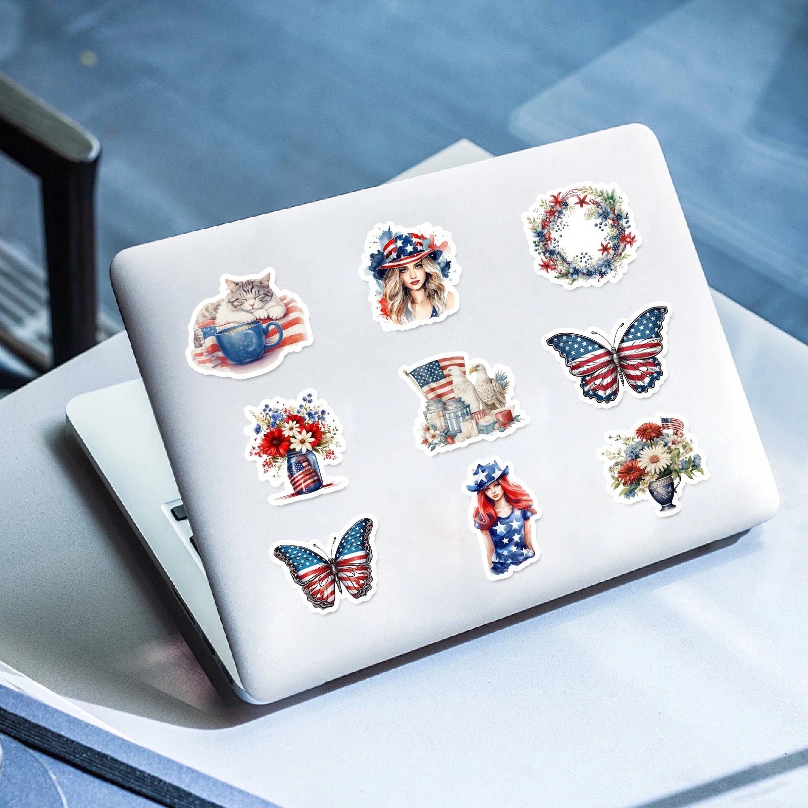 53 Pcs Patriotic American Flag Stickers, Vinyl 4th of July Decals for Festive Independence Day