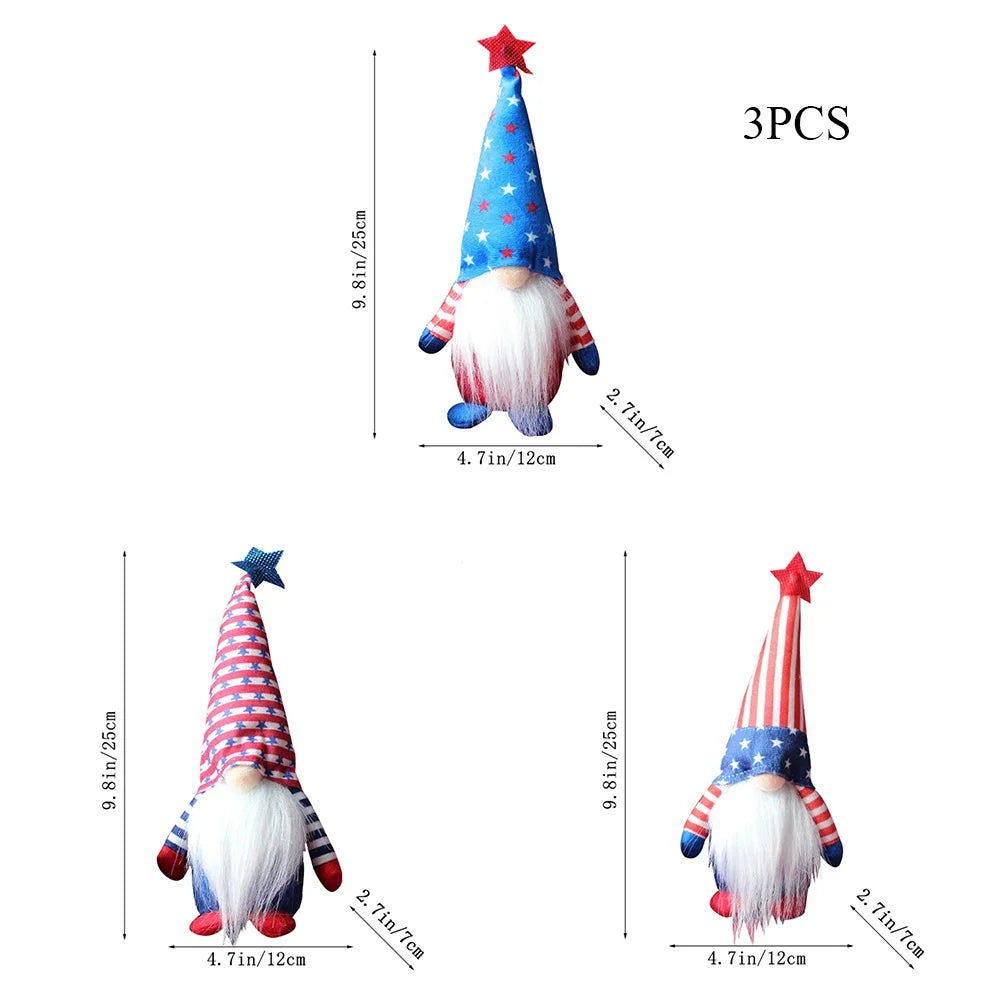 4th Of July Gnomes Set Independence Day Hanging Gnome Pendant Decorative Charm Ornaments For Holiday Window Wall Decoration