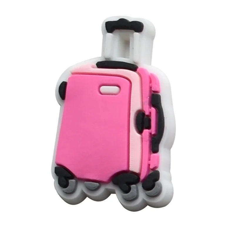 Pink Suitcase Shoe Charms for Crocs Accessories Sandals Men Clogs Pins Women Badges Girls Jeans Kids Decorations Buckle Shoes