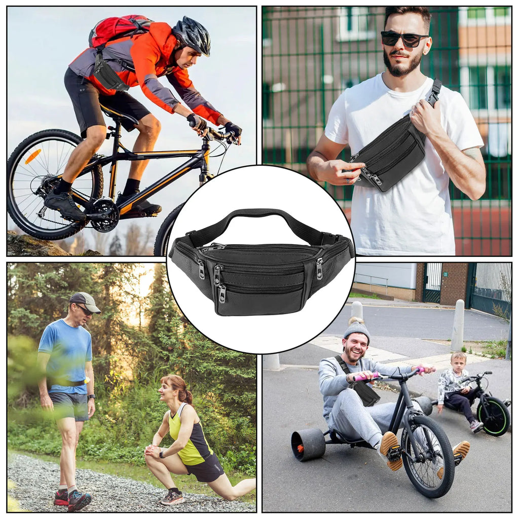 Fanny Packs Fashion Waist Pack Belt Bag with 7 Zipper Pockets Adjustable Casual Hip Bum Bag for Travel Shopping Hiking Cycling