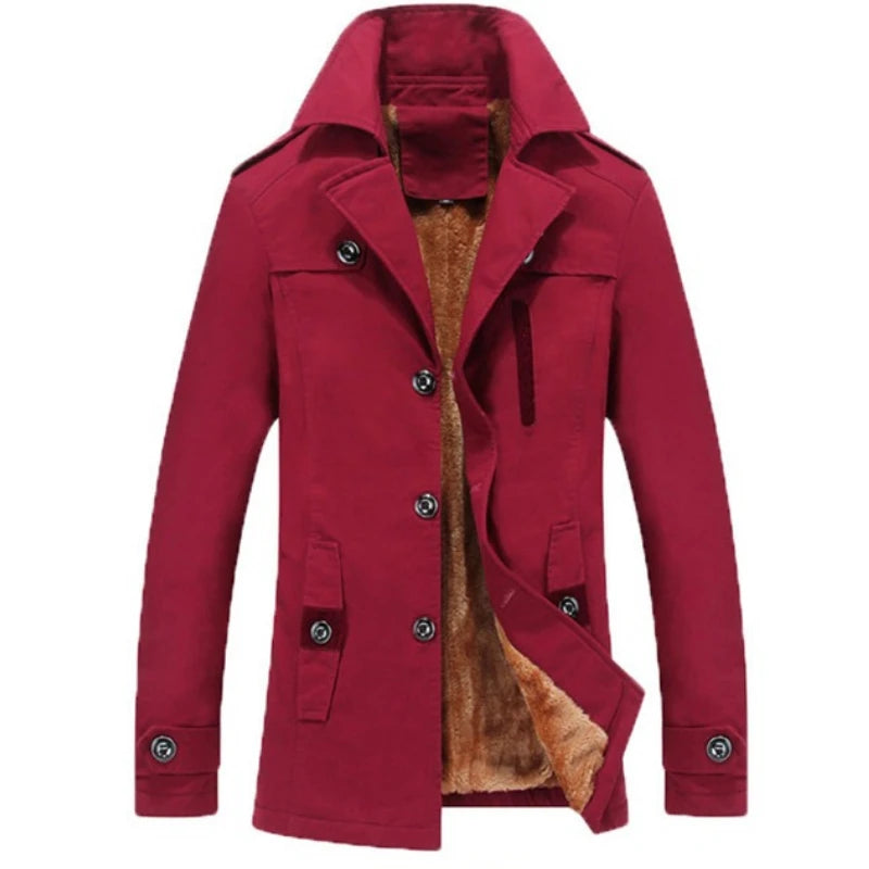 Men Overcoat Slim Long Coat Turn Down Collar Casual Jacket Fashionable High Quality Soft and Comfortable Simple Top Coat for Men