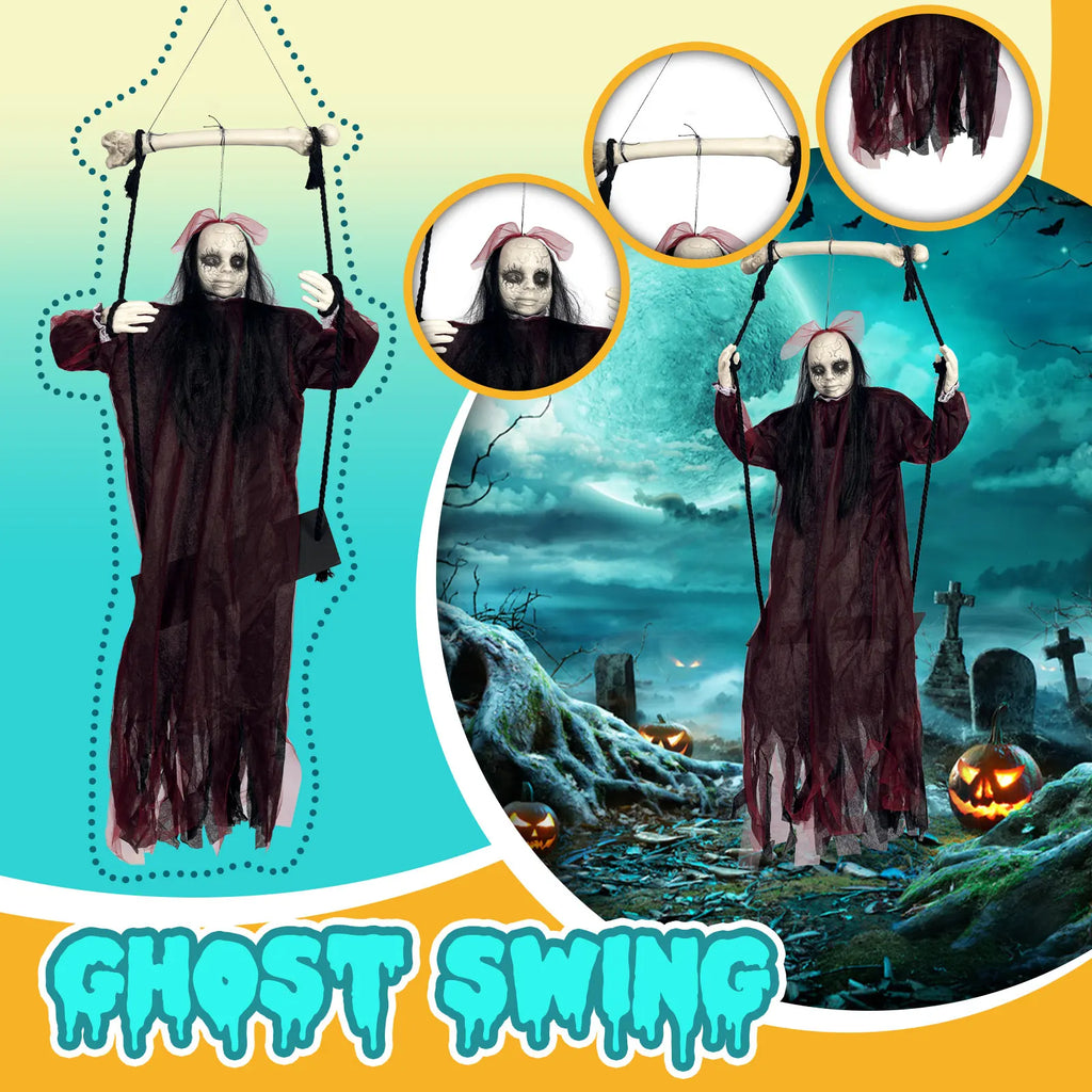Halloween Swing Hanging Decoration Funny Swing Electric Light Sound Horror Trick Decoration Holiday Atmosphere Layout Background