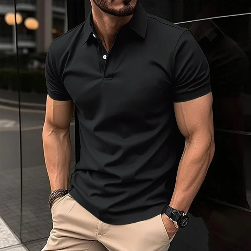 Fashion Men's Solid Color Polos T-Shirts Summer Short Sleeve Street Trend White Black Red POLO Tee 6XL Plus Size Casual Tops