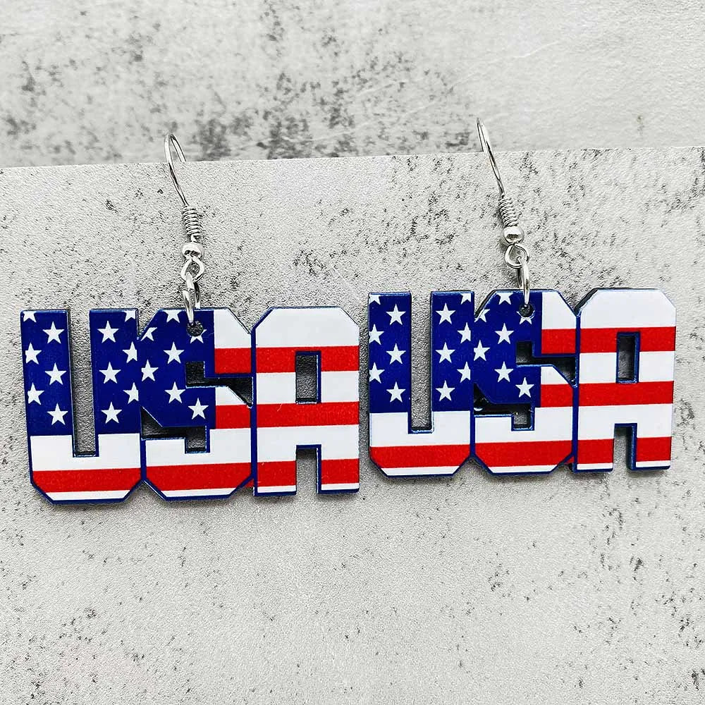 Patriotic Earrings 4th of July Earrings American Flag Sunflowe Acrylic Earrings for Women Independence Day Party Jewelry Gifts