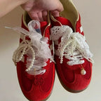 1pair Fashion Lace Pearl Bow Shoe Laces Charms for Sneakers Decorative Shoe Flower Buckle Decorative Shoe Charm Accessories