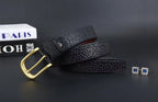 Men's leather belt made of buffalo hide, high-end trousers belt, durable with solid brass buckle, suitable for casual wear, tren