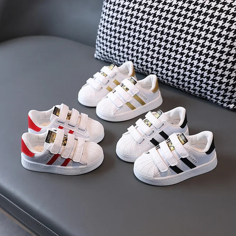 Children Shoes Children's Sneakers Kids Fashion Design White Non-slip Casual Shoes Boys Girls Hook Breathable Sneakers Toddler Outdoor Shoes