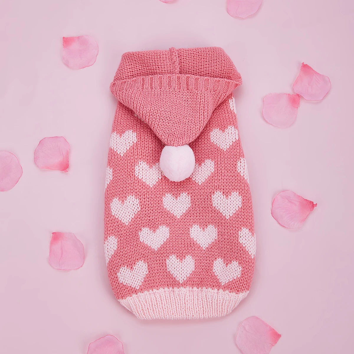 Dog Sweaters Everyday and Valentine's Day Hooded for Small Medium Dogs Turtleneck Pink Dog Sweaters Knit Pullover Pet Sweatershi