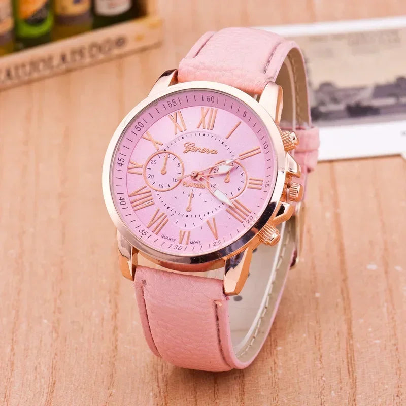 Luxury brand for women's leisure watches; top quality leather dress watches with simple design and water resistance.
