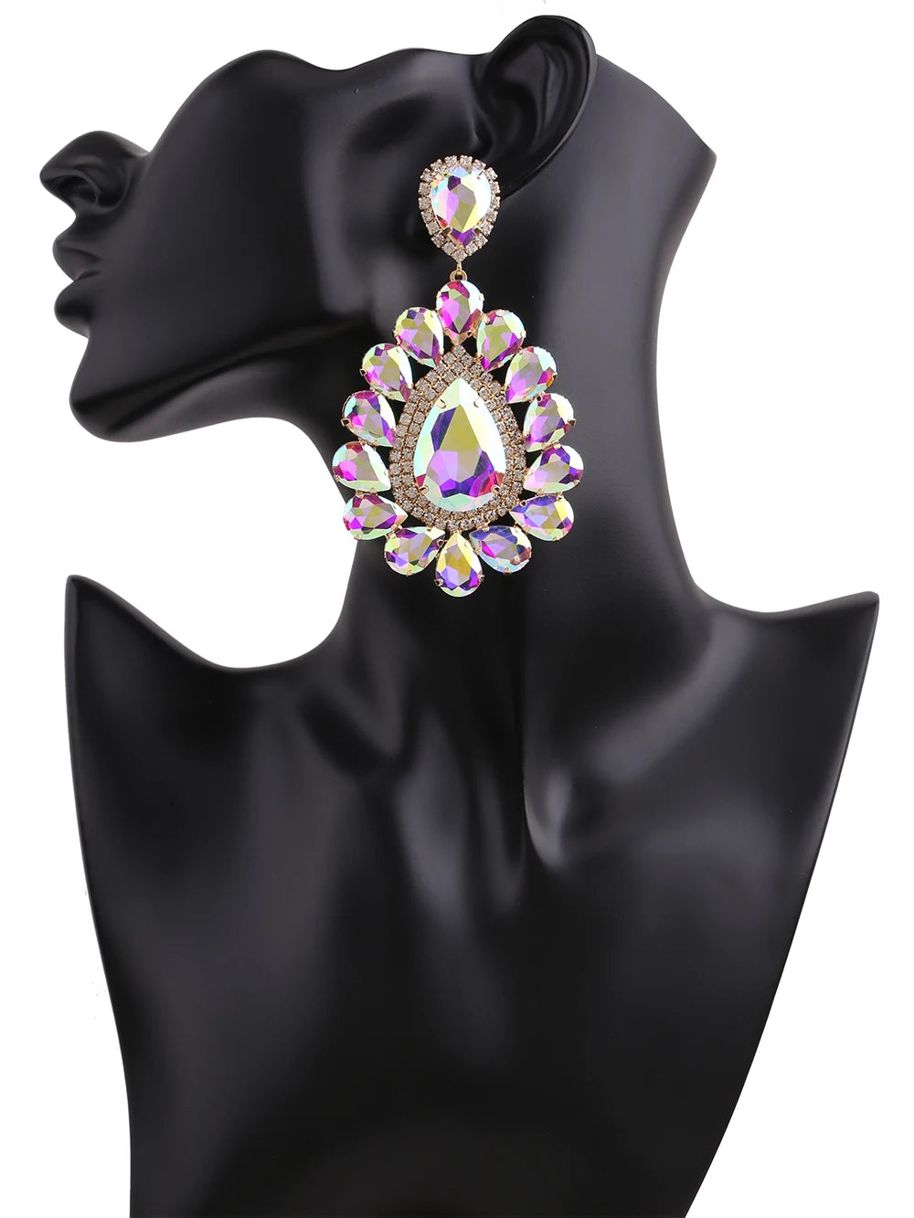 New Big Drop Dangle Earrings For Women Fashion Jewelry Party Multicolors Crystal Drills Statement Earrings Accessories Wholesale