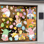 Easter Stickers for Window, Glass Door Stickers Easter Decorations, Bunny Stickers with Eggs Decals for Home Office Classroom