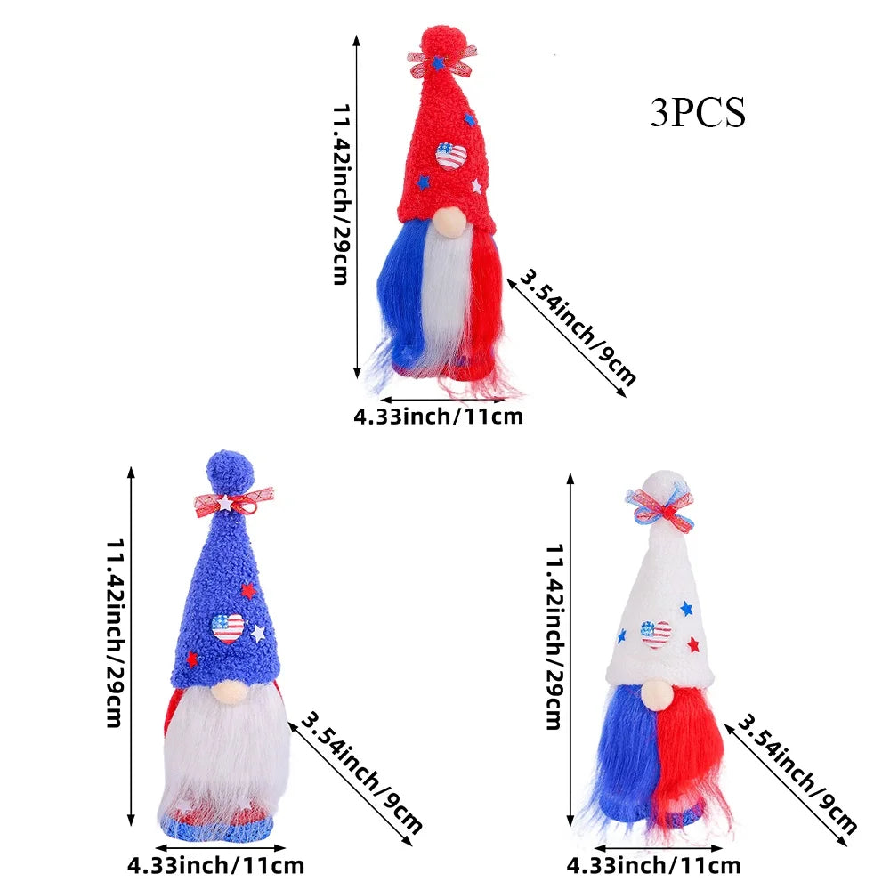 4th Of July Gnomes Set Independence Day Hanging Gnome Pendant Decorative Charm Ornaments For Holiday Window Wall Decoration