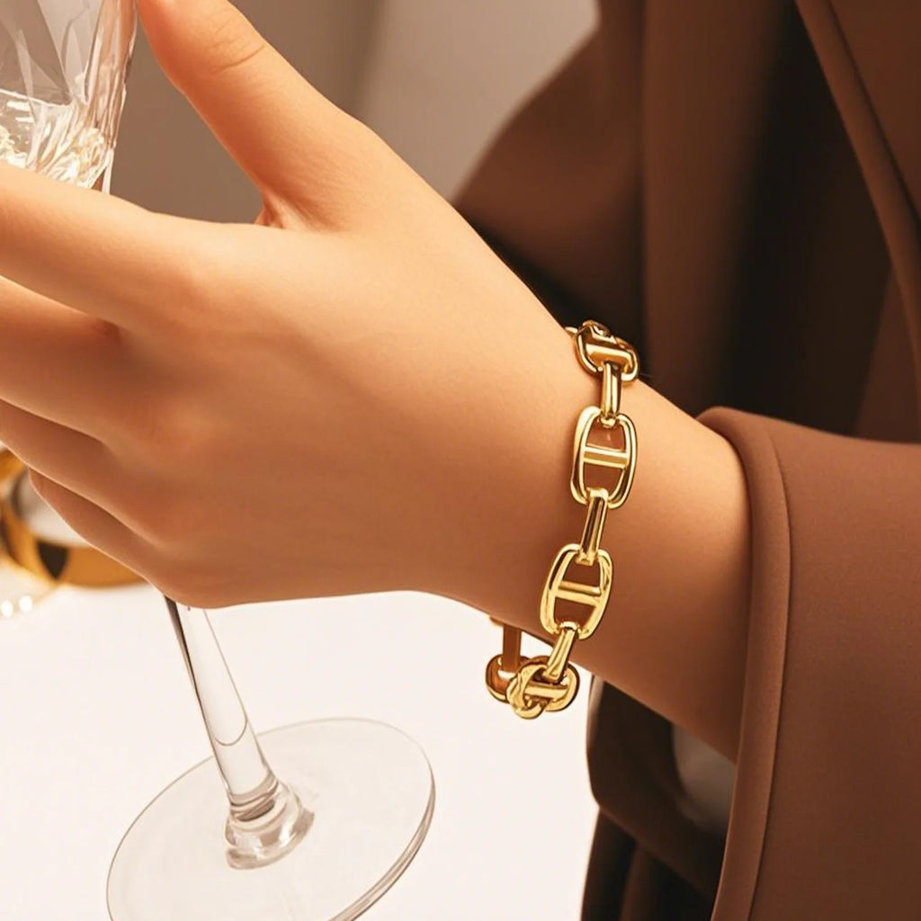 Titanium - Steel Gold - Plated C - Shaped Open - Ended Bangle. A Unique, Irregularly Spliced And Niche Accessory For Women.