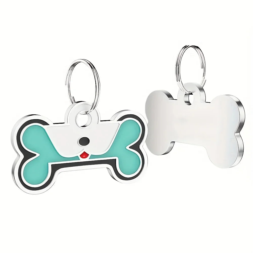 Custom Tags Custom Engraved Pet ID Tags, Personalized with Name, Birthday, Phone, Address - Durable Zinc Alloy Bone-Shaped Collar Pendant -