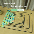 Pet Bed Sleeping Mat Dog Beds Rattan Woven Cat Mat Bed Summer Pet Cooling Mat for Small Dog Cats Puppy Beds Cushion Chihuahua