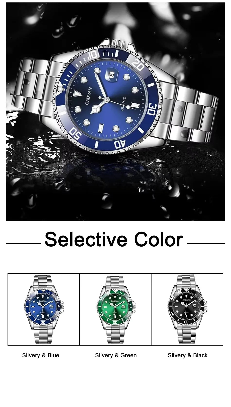 Fashion Watch Casual Clock Montre Homme Business Men Quartz Watch Calendar Green Water Wok Ghost Sport Men Wristwatch