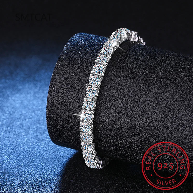Charm Bracelets For Women High Quality S925 Silver Platinum Plated Moissanite Bracelet Simple Personality Wedding Jewelry Gift