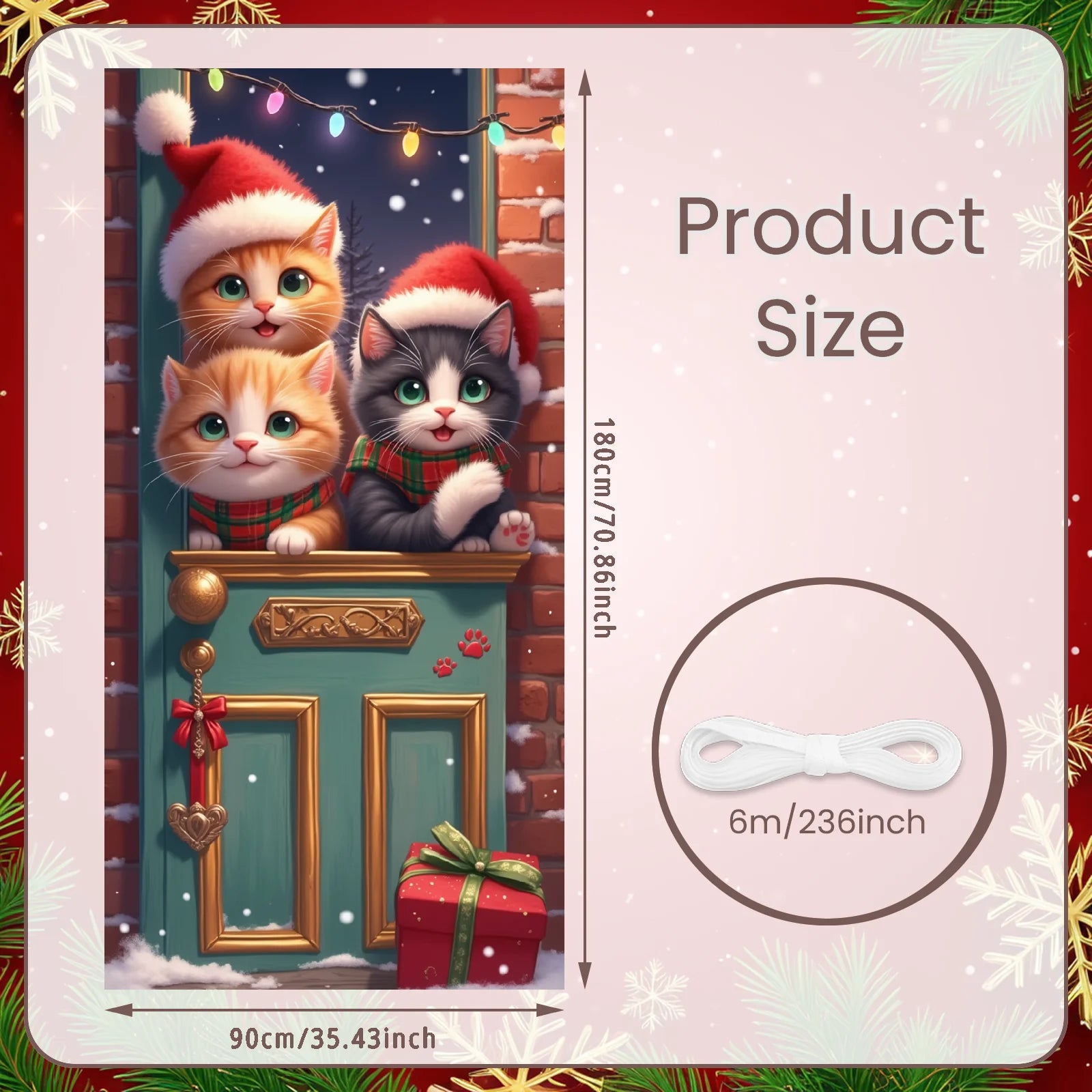 Christmas Banner Red Ornaments Holiday Decoration Snowflake Pattern Winter Festivities for Home Decoration Holiday Celebration I