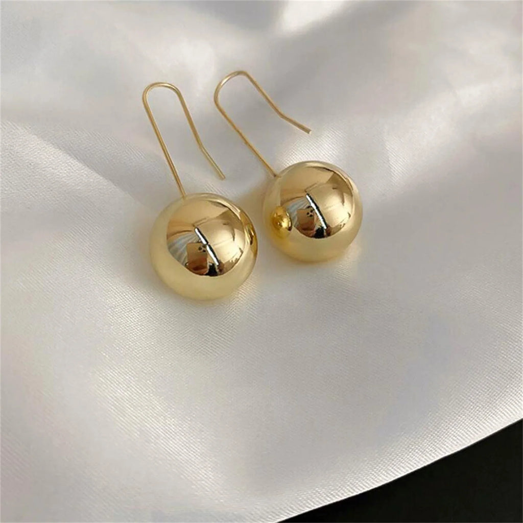 Drop Ball Earrings for Women Girls, Minimalist Polished Dangle Drop Earrings, Lightweight Hypoallergenic Jewelry