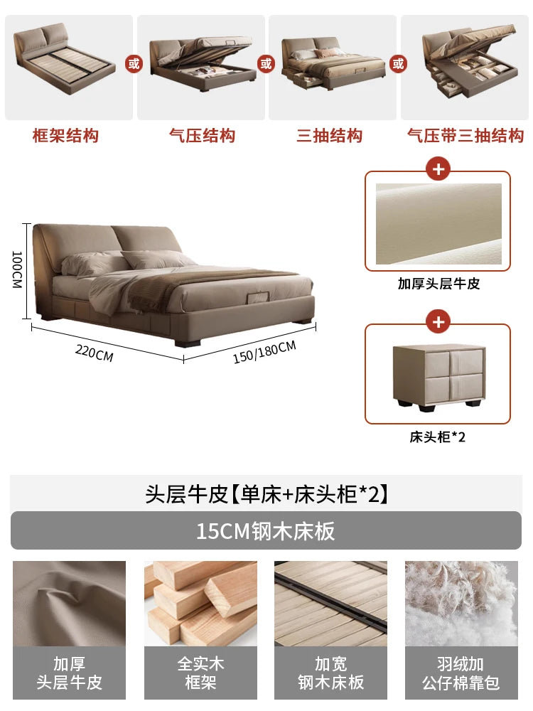 Bedroom Safe Wooden Bed Floor Double Comfortable Sleeping Large Size Bed Soft Fashion Interior Cama Matrimonial Furnitures
