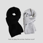 Ladies' wool - containing soft, skin - friendly, versatile scarves. High - end solid - color thickened knitted shawls for winter