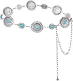 Metal Chain Belt for Women Cowgirl Western Country Chain Belts Adjustable Concho Belt for Sweaters Dresses Jeans