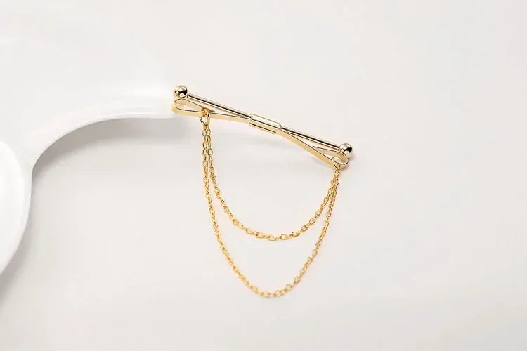 Hot Sale Brooches Broches High-end Fashion Personality Brooch Tassel Chain Clip Collar Shirt Buttoned Pin Male Accessories