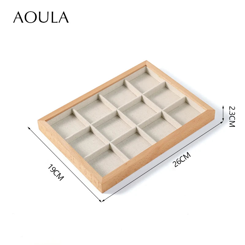 Stackable Ring Earring Jewelry Storage Multi Use Tray Bracelet Necklace Display Stand Holder Wooden Counter Top Drawer Organizer