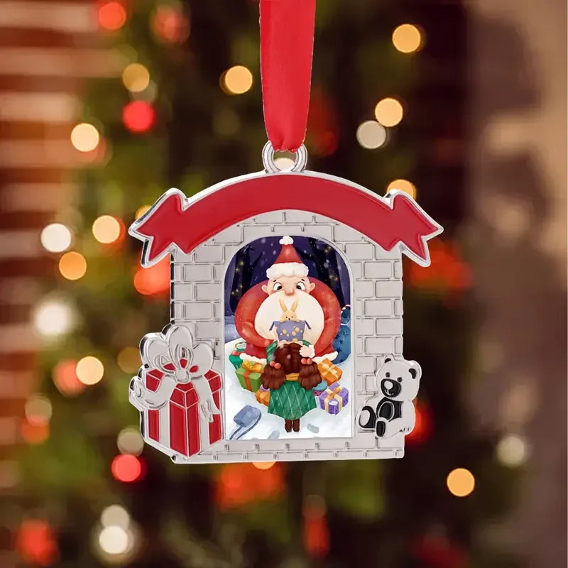 Personalised picture Christmas pendant sublimation DIY gift, classic hanging ornament with red ribbon, personalised gift.