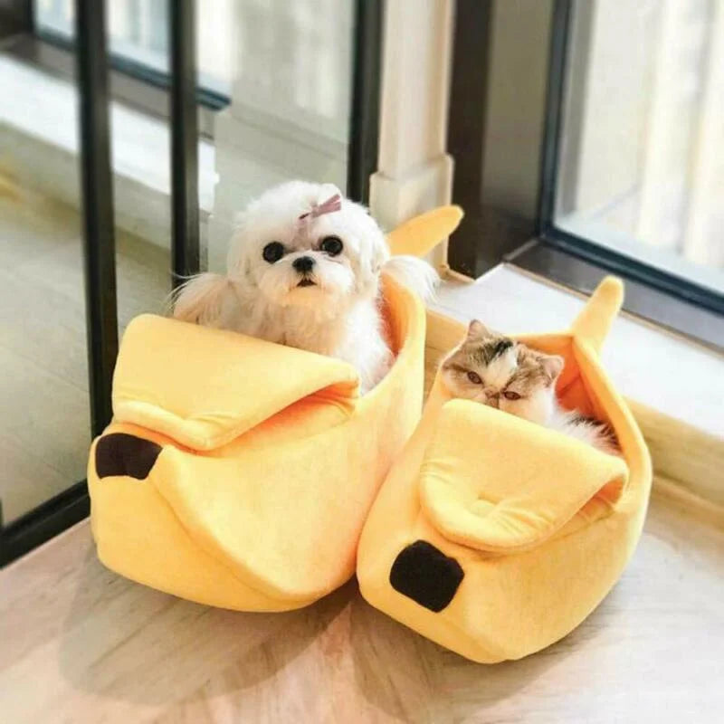 Pet Bed Banana Cat Bed House Funny Cute Cozy Cat Mat Beds Warm Durable Portable Pet Basket Kennel Dog Cushion Cat Supplies Multicolor