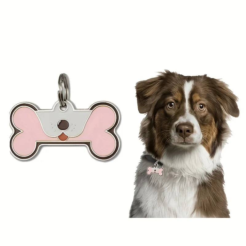 Custom Tags Custom Engraved Pet ID Tags, Personalized with Name, Birthday, Phone, Address - Durable Zinc Alloy Bone-Shaped Collar Pendant -