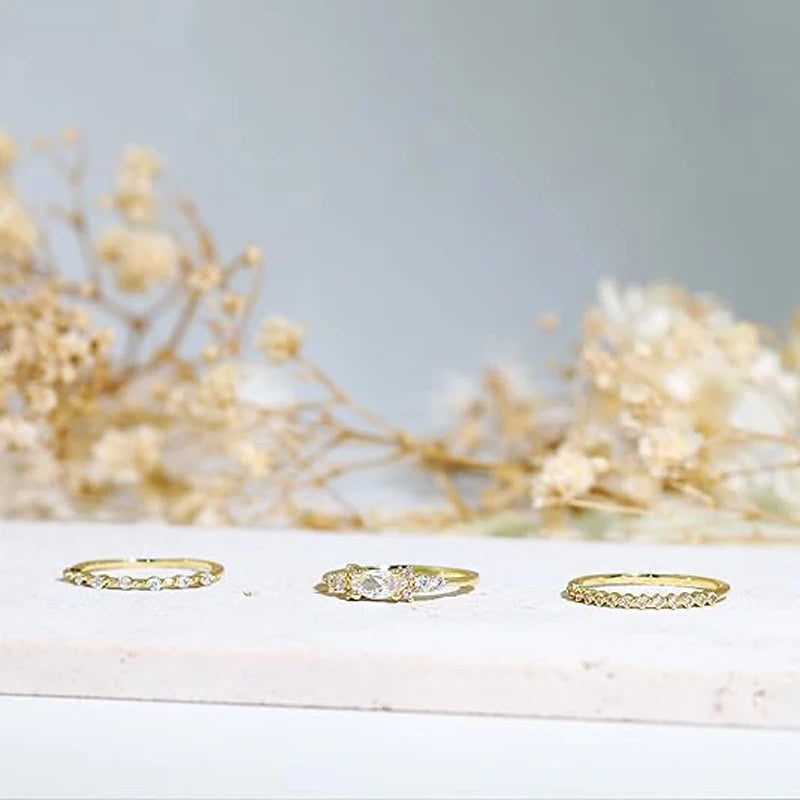 Stackable Gold Rings for Women Dainty 14K Trendy Gold Plated Non Tarnish Stacking Cubic Zirconia Fashion Ring Jewelry Size 6 -10