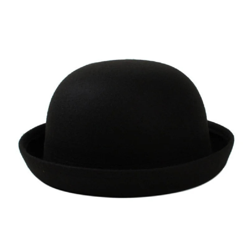 Fashion Winter Hat Fedora Vintage Women Children Trendy Wool Felt Bowler Derby Floppy Hats For Girls Women