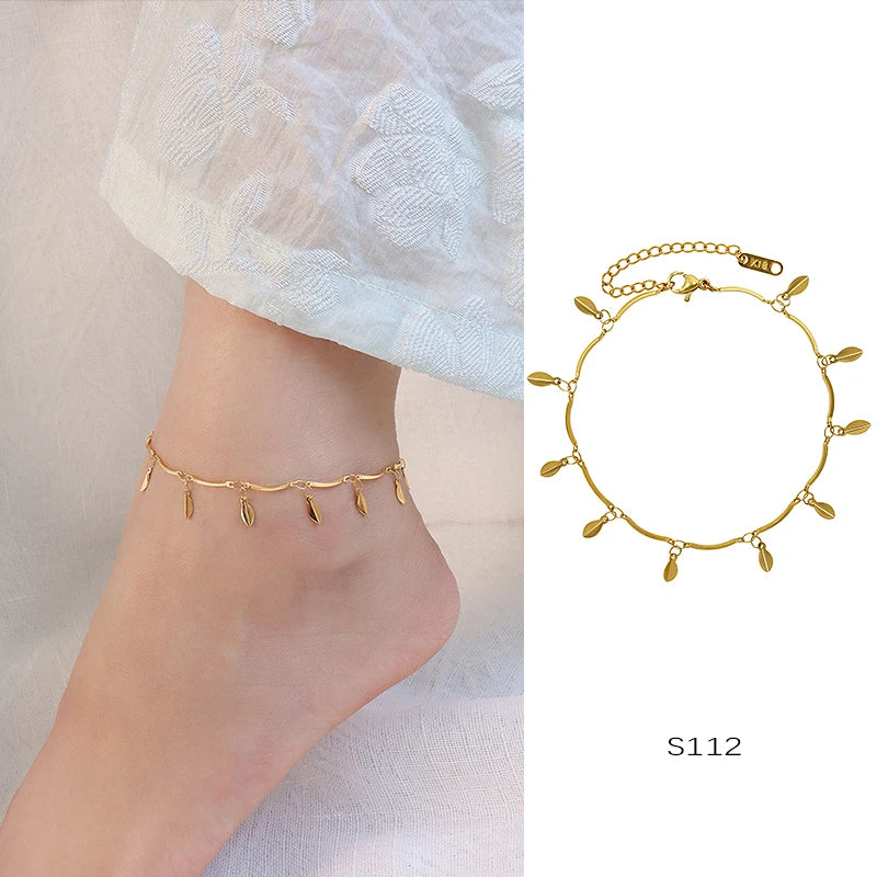 Anklets For Women Stainless Steel 18K Gold Plated High Quality No Tarnish Women's Ankle Bracelets Foot Chains Luxury Ankle Strap