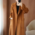 2024 Women's Wear 100% Wool Coat Autumn/Winter Fashion Temperament Double sided Cashmere Coats with Belt Elegant Long Overcoat