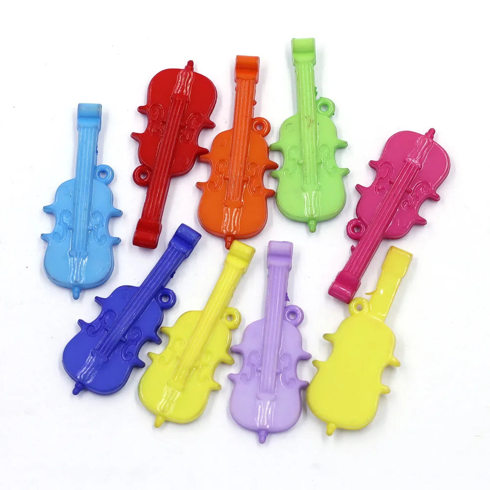Pendants Guitar Musical Acrylic Mixed Colorful For Charms Necklace Jewelry DIY Making Finding 55x22mm