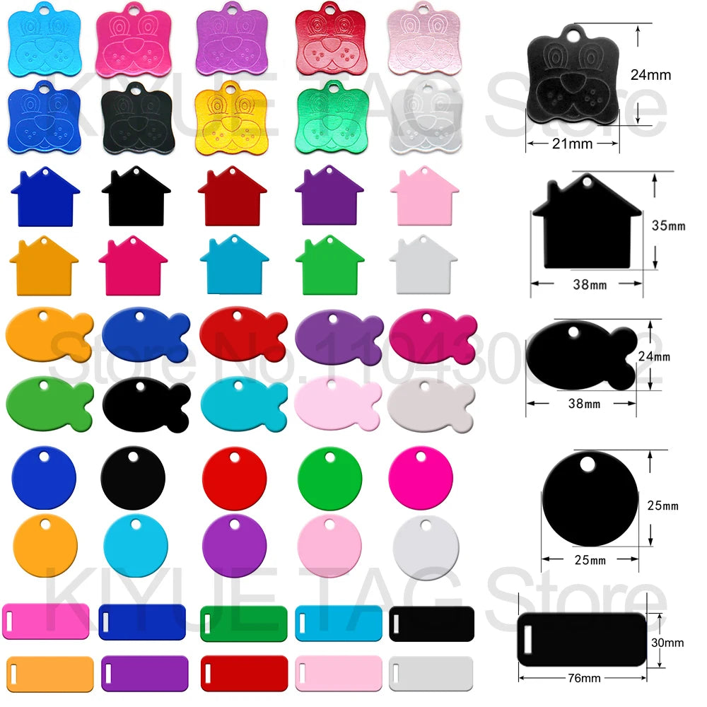 Custom Tags 100PCS Pet Supplies Custom Personalized Cat Collar Name Tag Custom Engraved Dog ID Tag Aluminum Pendant Accessories