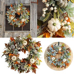 Autumn Wreath 45cm Fall Wreaths Pumpkin Berry Maple Leafs Artificial Wreath Harvest Autumn Front Door Wreath Halloween Decor