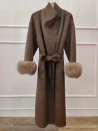 Wool Coat Women 2025 New Autumn Winter Real Fox Fur Jacket Female Natural Fur Long Woolen Coat Warm Real Fur Cashmere  Clothing