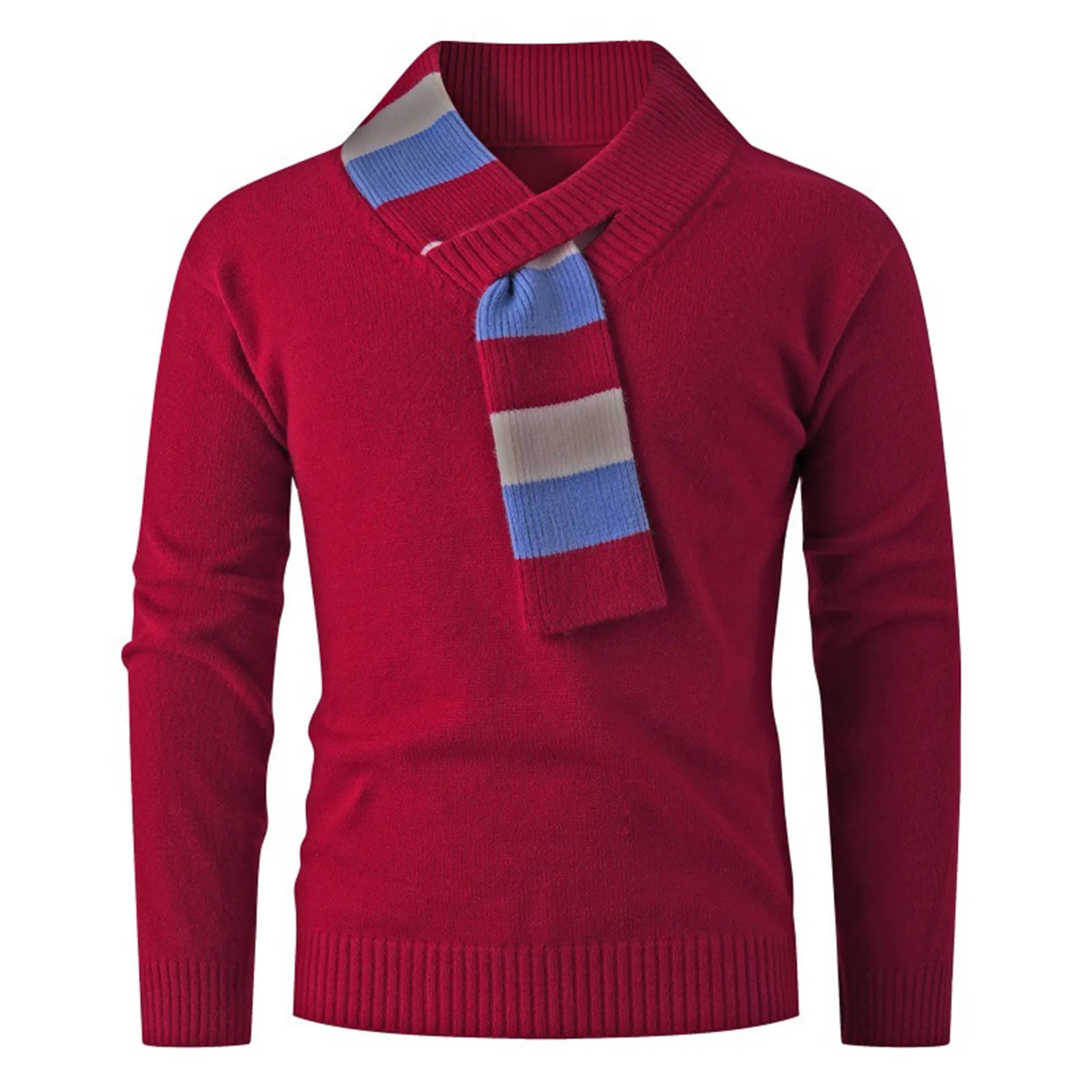 Winter Men'S Sweater Fashionable Color Blocking Personalized V-Neck Casual Knitted Base Sweater For Outdoor Daily Wear