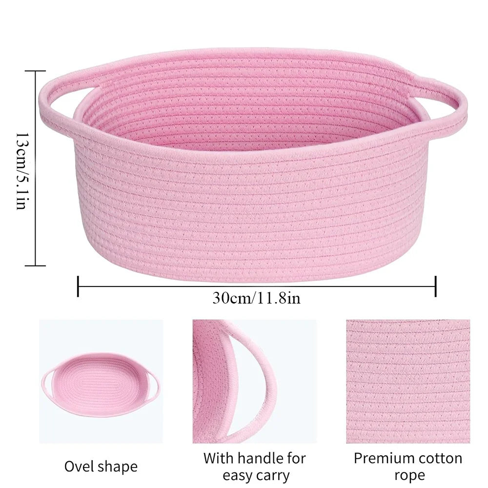 Easter Rope Basket With Transparent Packaging Bag And Ribbon Bow Woven Basket Open Dish Storage Basket Shelf Basket Key Towel