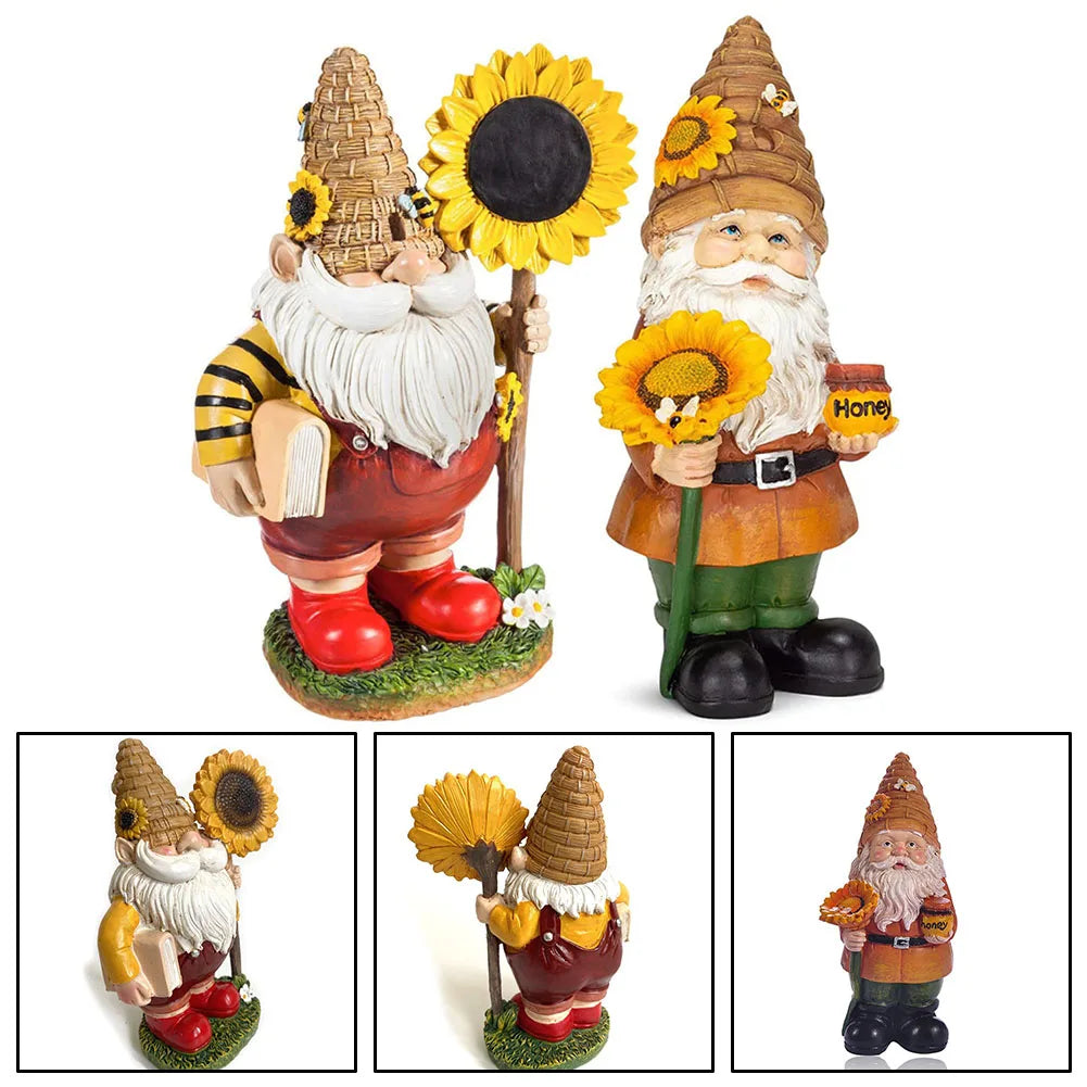 Resin Garden Gnome Statue for Outdoor Lawn and Home Decoration Hand Painted Weather Resistant Figurine for Garden Landscape