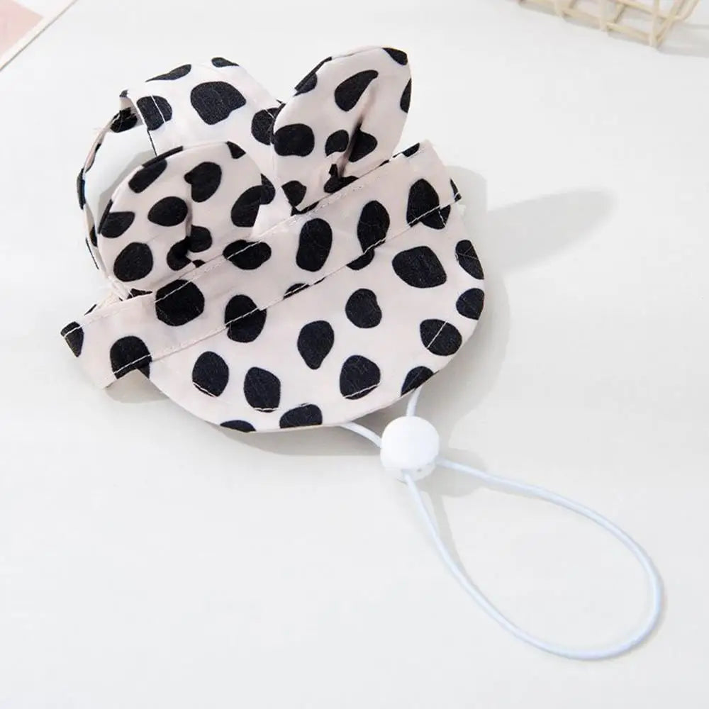 Pet Hats  With Ear Holes Cat Ears Flower Stripe Bucket Hat Dogs Breathable Fisherman Cap Adjustable Puppy Kitten Sun Hat Soft