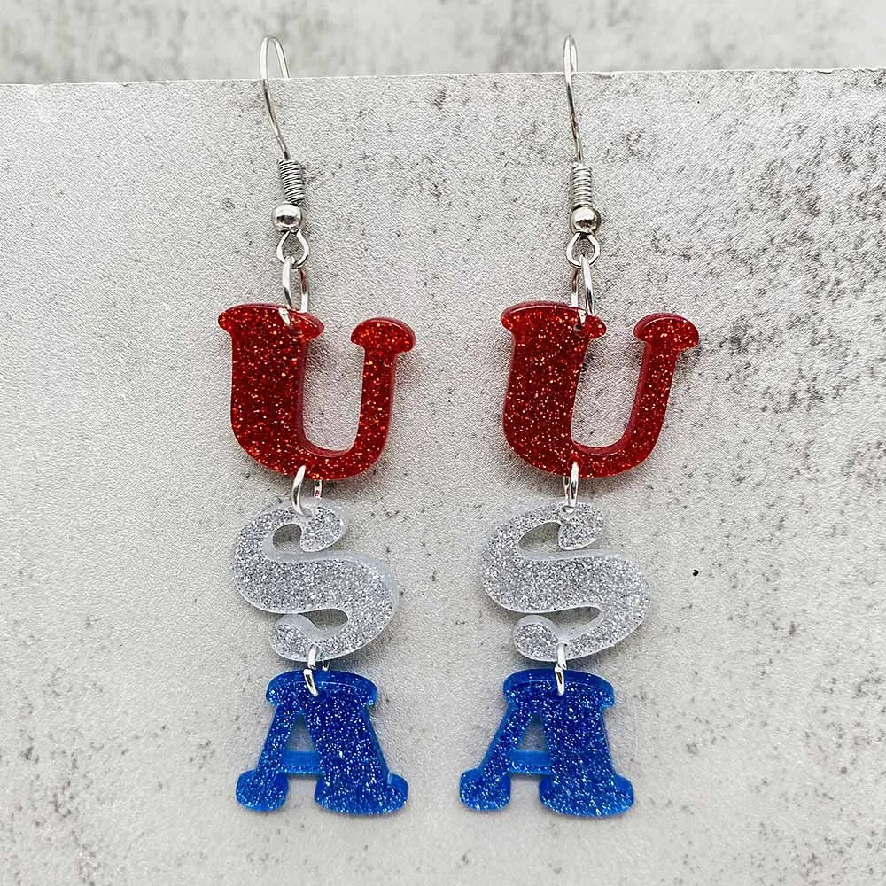 Patriotic Earrings 4th of July Earrings American Flag Sunflowe Acrylic Earrings for Women Independence Day Party Jewelry Gifts