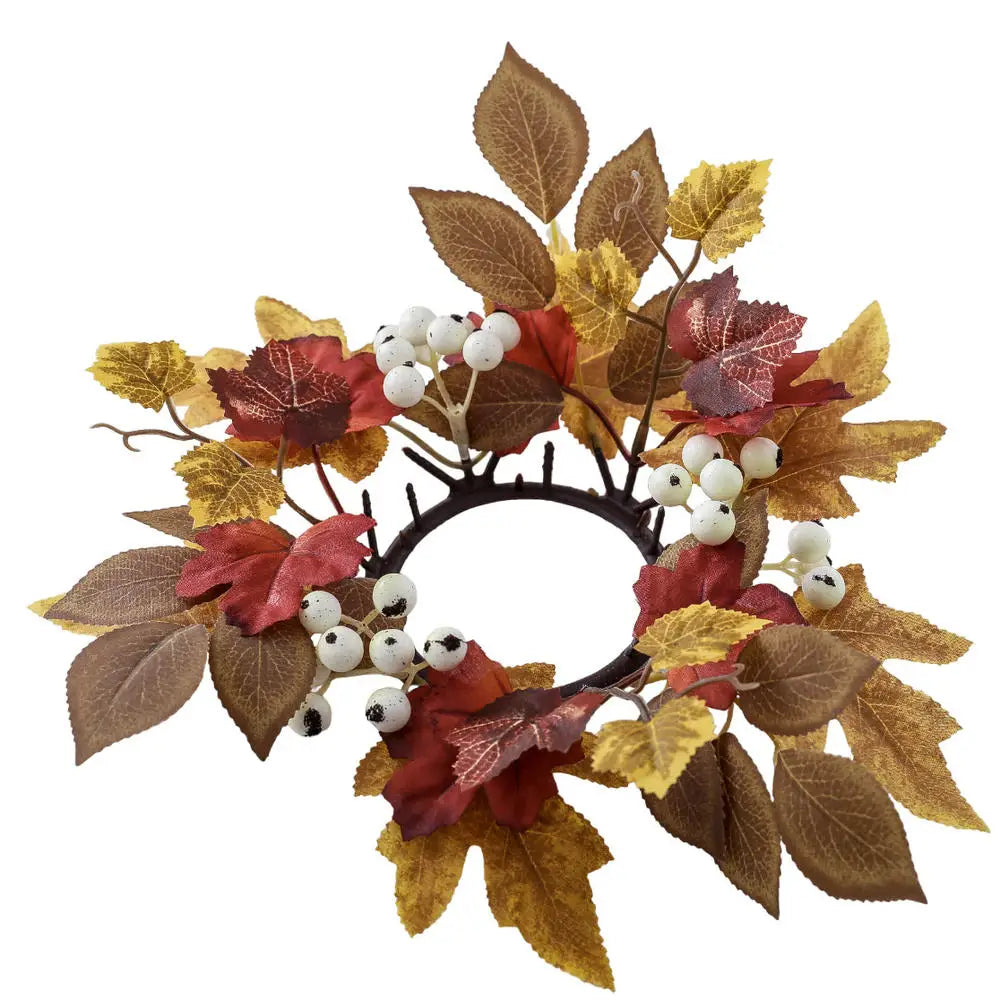Autumn Door Wreath Christmas Halloween Decoration Pumpkin Berry Pine Cone Maple Artificial Cloth Rattan Material Home Decoration