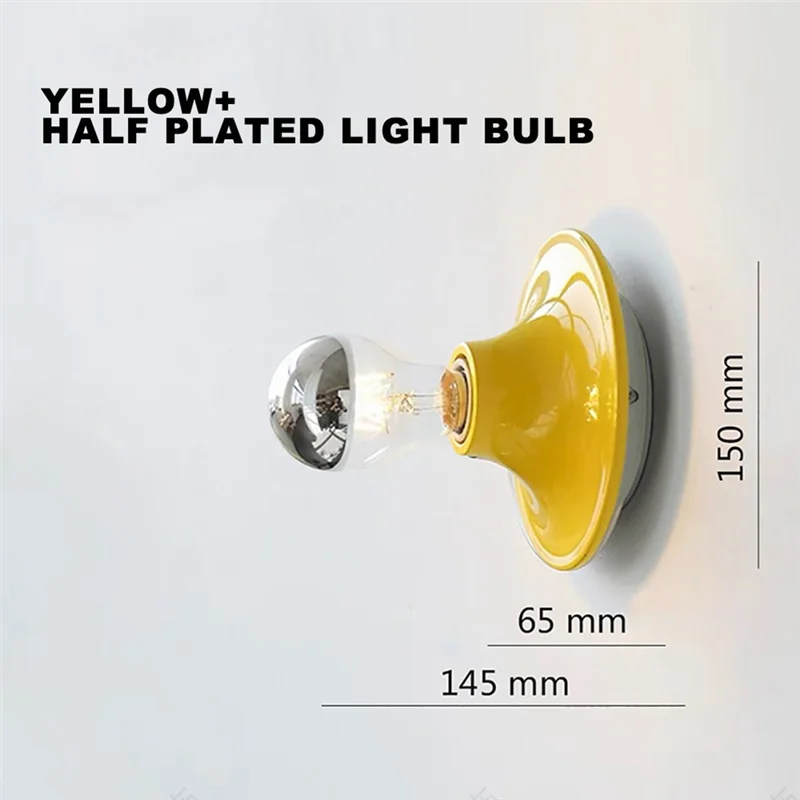 KYCOR-Retro Living Room For Home Bedroom LED Macaron Wall Lamp E27 Colorful Bedside Background Light Retractable Yellow