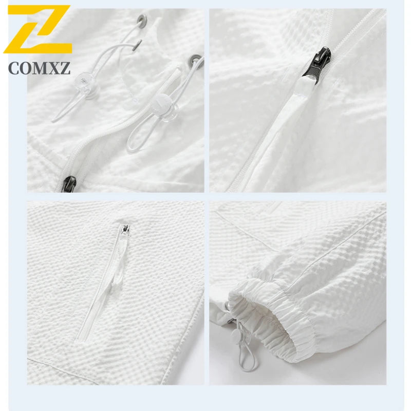Summer Sunscreen Clothing Men's Simple All-match Solid Color Lightweight Loose UV Hooded Windbreaker Jacket Casual Bicycle Coat