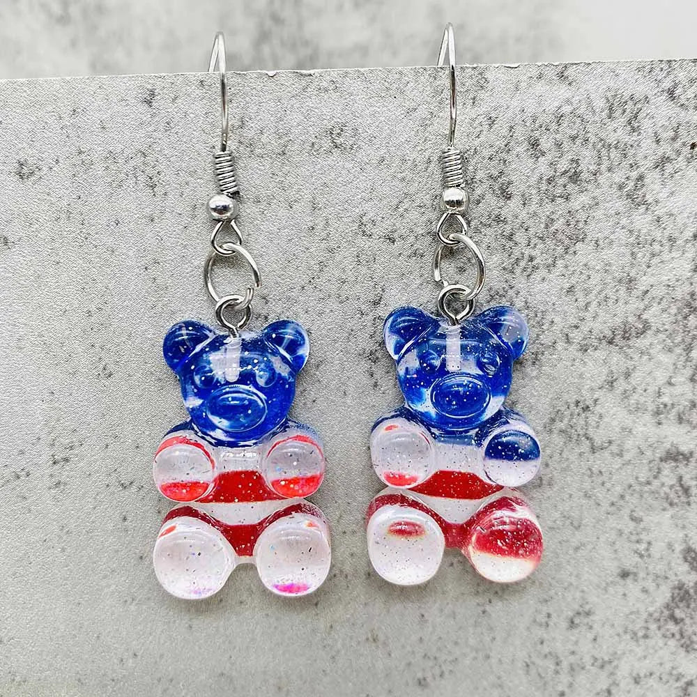 Patriotic Earrings 4th of July Earrings American Flag Sunflowe Acrylic Earrings for Women Independence Day Party Jewelry Gifts